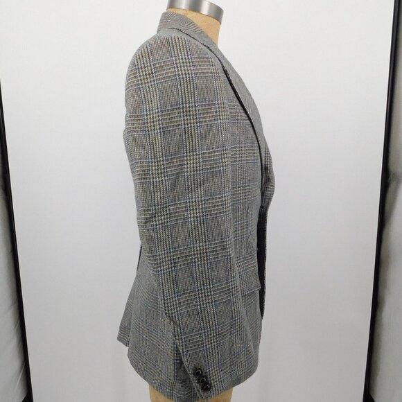Mens Gray Glen Plaid 2 Button Wool Sport Coat Size 42 Wellington Clothes Vintage - Picture 4 of 7